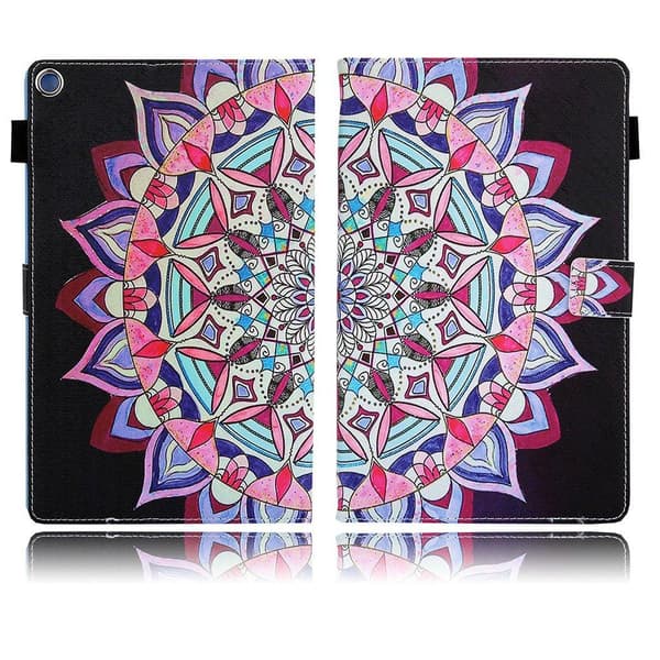 Amazon Fire HD 10 (2019) unikt mønster læder flip etui - mandala blomst Multicolor