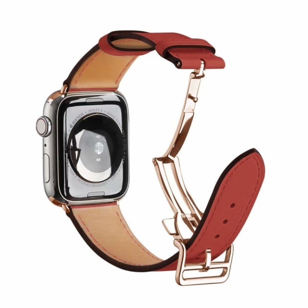 ægte læder rødguld spænde rem til Apple Watch Series 6 / 5 40mm - Camellia Red