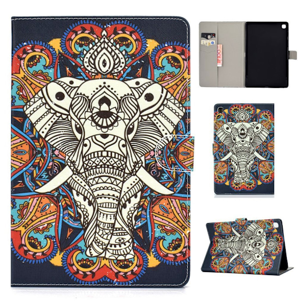 Samsung Galaxy Tab S5e mönstrat läderfodral - Elefant multifärg