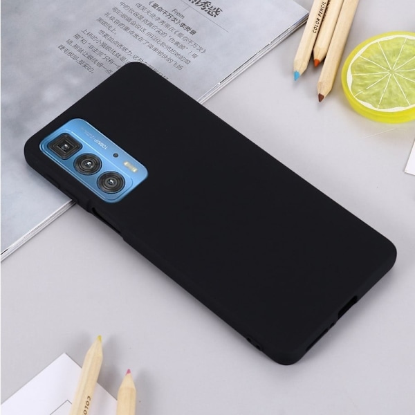 Matte Liquid Silikone Cover til Motorola Edge 20 Pro - Sort Black