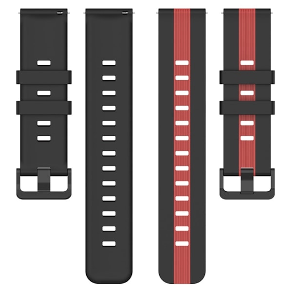20 mm universel tofarvet silikone-urrem - Sort / Rød Red