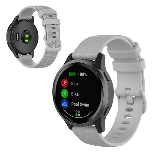 Garmin Vivoactive 4 grid texture silikoni ranneke - Harmaa Silver grey