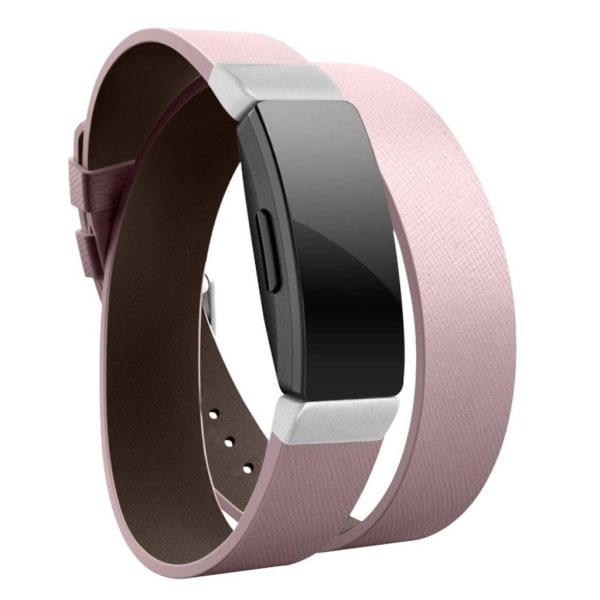 Fitbit Inspire / Inspire HR äkta läder klockband - Rosa / Silver Spänne multifärg