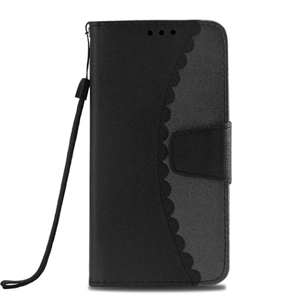 iPhone 9 Plus mobilfodral syntetläder silikon stående plånbok - Svart och grå multifärg