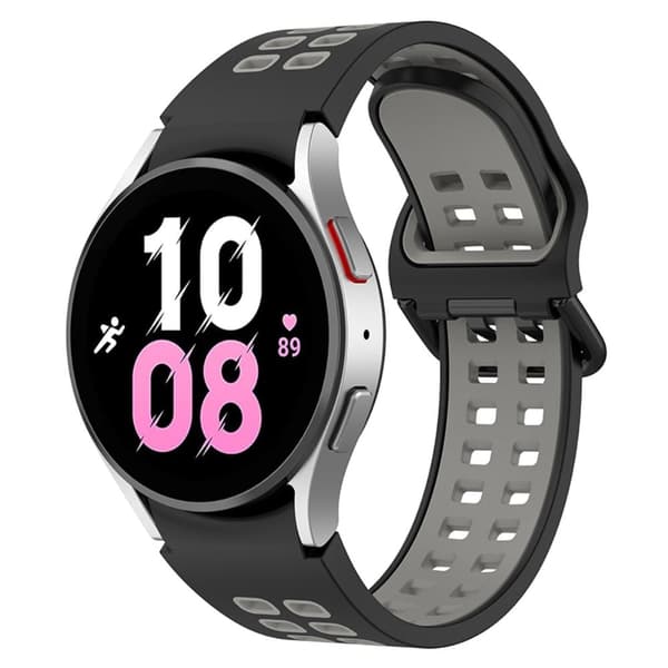 Samsung Galaxy Watch 5 / 4 / 3 (41 mm) tofarget klokkerem i silikon - Svart / Grå Silver grey