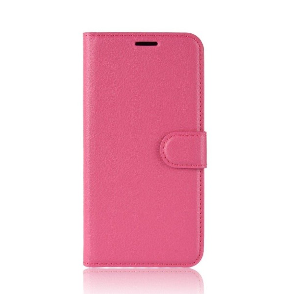 iPhone Xs Max flip etui i læder med litchi-tekstur - Rose Pink