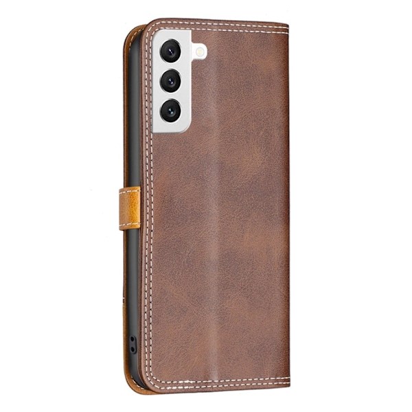 BINFEN kaksivärinen nahkakotelo Samsung Galaxy S22 - Kahvi Brown