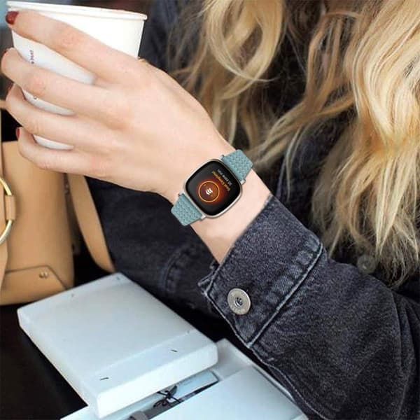 Fitbit Sense / Versa 3 kierre aito nahkainen kellonauha - Sininen Green