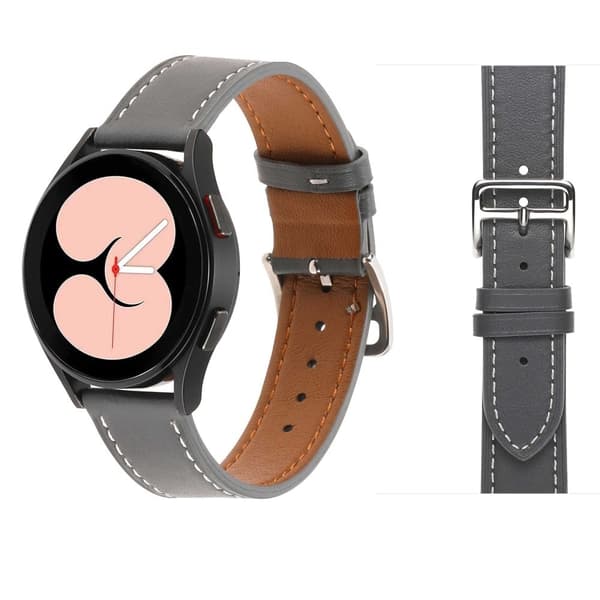 Samsung Galaxy Watch 5 (44mm) / (40mm) / Pro urrem i ægte læder - Grå Silver grey