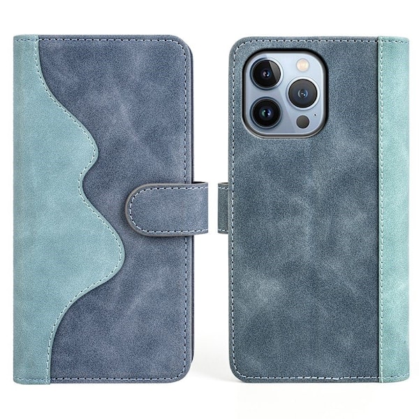 Tofarget lærdeksel for iPhone 14 Pro - Blå Blue
