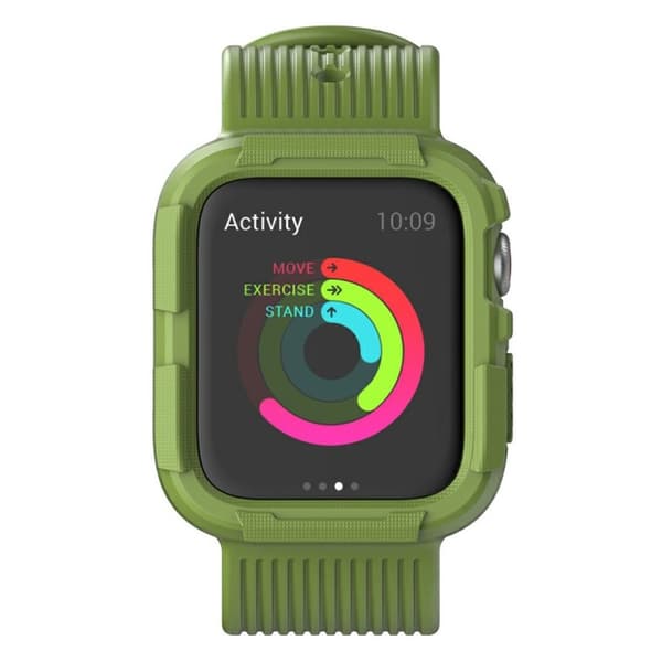 Apple Watch Series 5 44mm armor Stribe stil silikone Urrem - Grøn Green