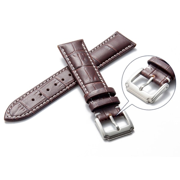16mm Universal klockarmband i äkta läder - Svart Svart
