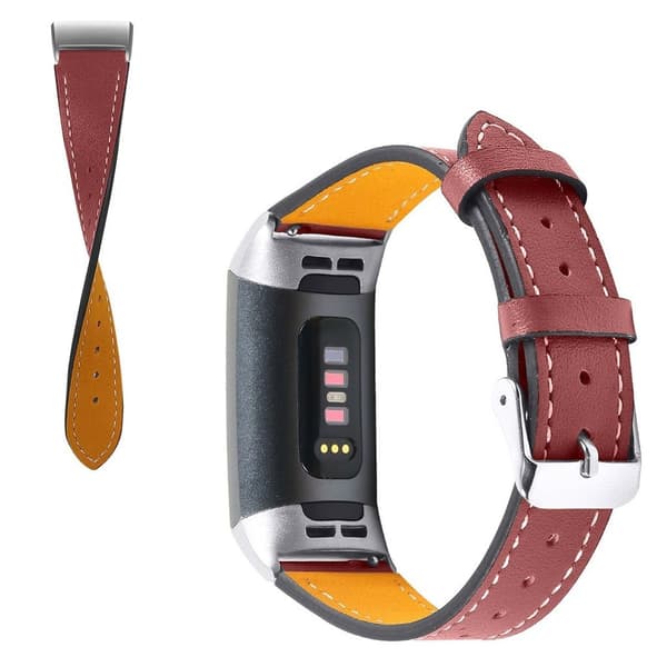 Fitbit Charge 4 / 3 aito nahkainen kellonauha - Punainen Red