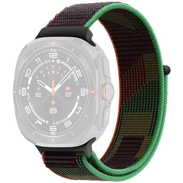 Galaxy Watch Ultra 47mm Nylon Replacement Watch Band Magic Tape Loop Strap - Style Q Green