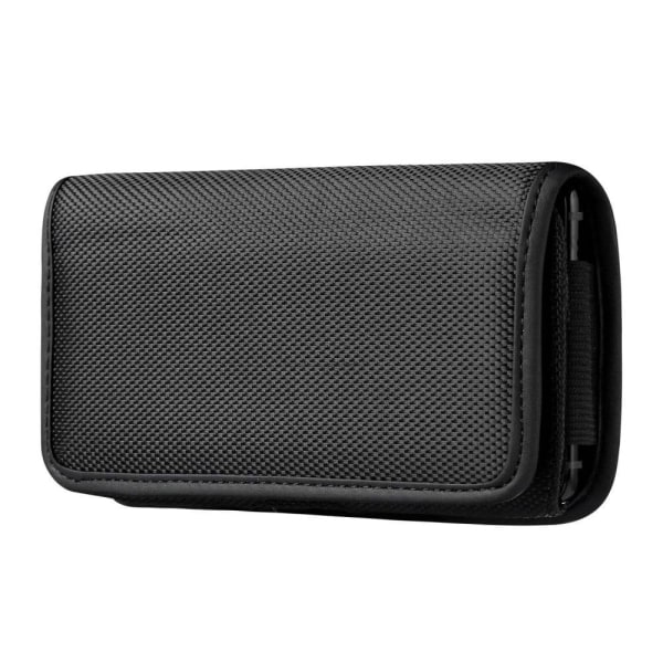 Universal horizontal oxford cloth belt phone pouch - Size: L Black