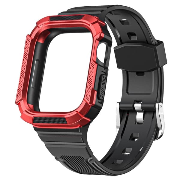Apple Watch 40mm kaksivärinen suojus kellon hihnalla - Musta / Punainen Red