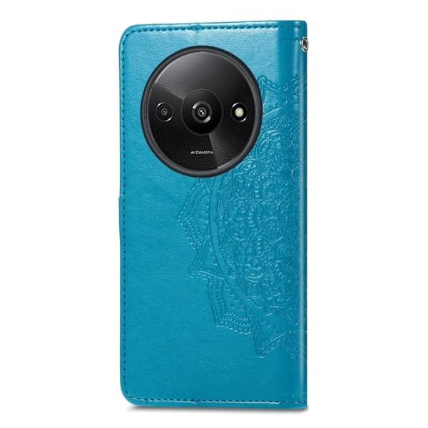 Mandala Xiaomi Redmi A3 / Xiaomi Poco C61 læderetui - Blå Blue
