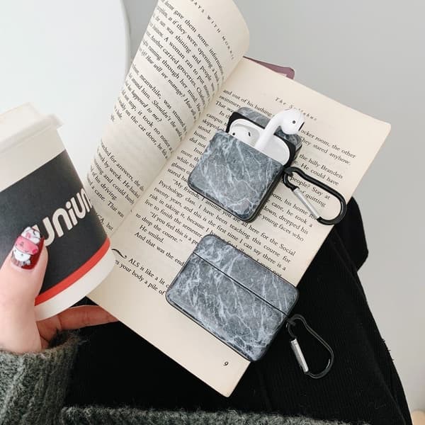 Airpods Pro marmorikuvioinen kotelo - Tummanharmaa Silver grey
