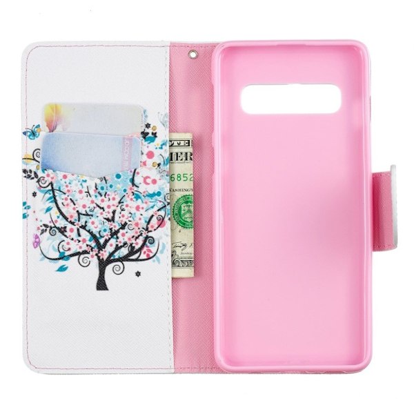 Samsung Galaxy S10 trykt mønster læder flip etui - Blomstertræ Multicolor