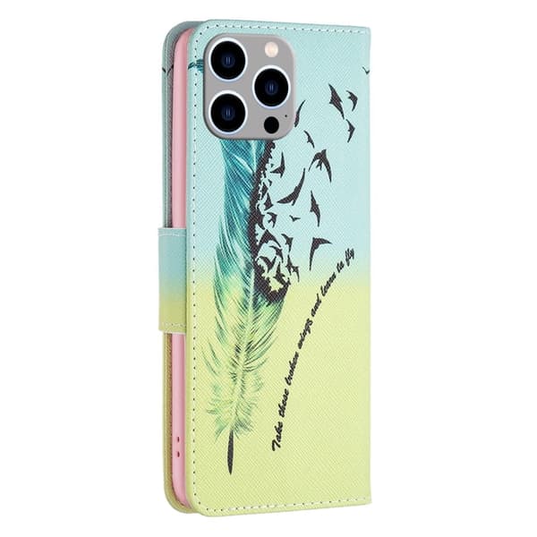 Wonderland iPhone 15 Pro Max flip etui - Fjer Og Fugle Green