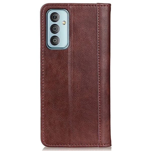 Flip Etui med Pung i Ekte Lær til Samsung Galaxy M13 4g - Brun Brown