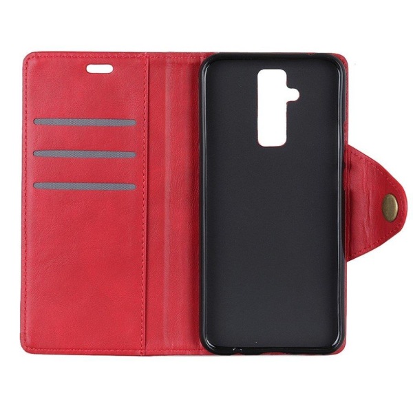 Huawei Mate 20 Lite mobilfodral syntetläder silikon stående plån Röd