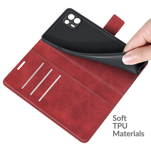Wallet-style Læder Etui til Motorola Edge 20 Lite - Rød Red