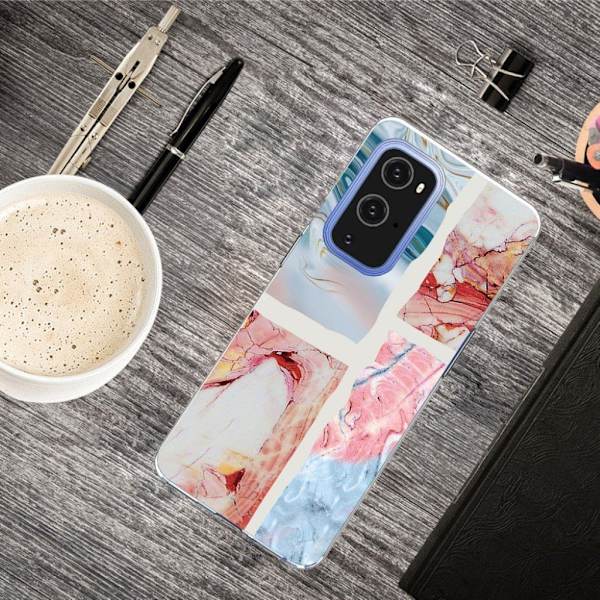 Marble design OnePlus 9 Pro cover - Bølget Marmorflise Multicolor