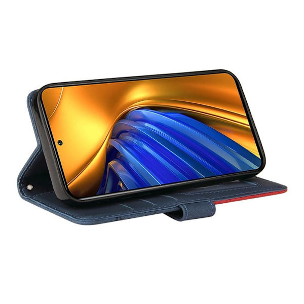 Texturerat läder Xiaomi Poco F4 GT / Xiaomi Redmi K40S fodral med handledsband - Blå Blå