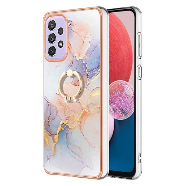 Marble Mønstret Cover med Ring Holder til Samsung Galaxy A13 4G - Milky Way Marmor White White