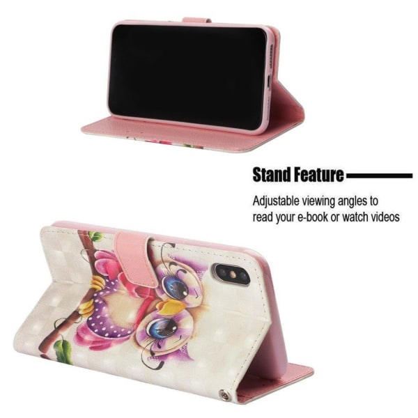 iPhone Xs Max plånboks mobilfodral tillverkat av bildmönstrat sy multifärg
