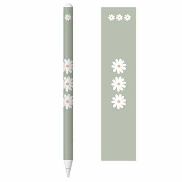 Apple Pencil 2 cool klistermærke - Hvide Blomster På Grøn Baggru Green