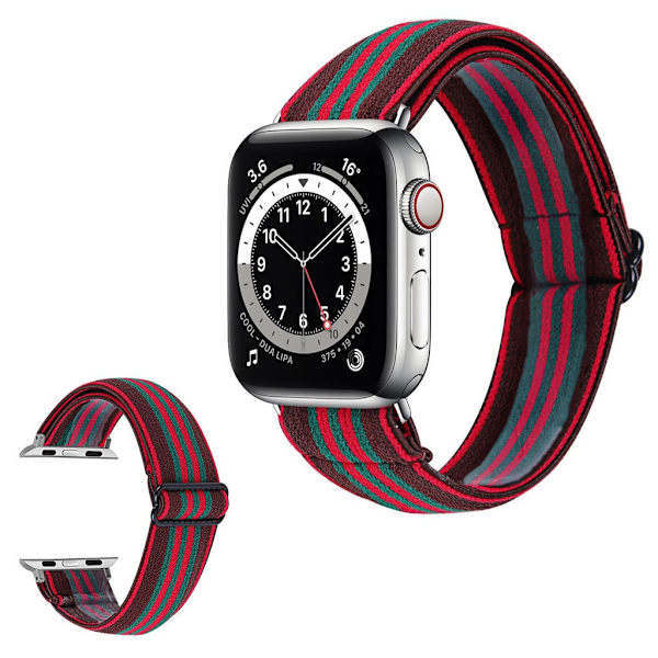 Apple Watch 40mm elastic stylish pattern watch strap - Green / Red Line multifärg