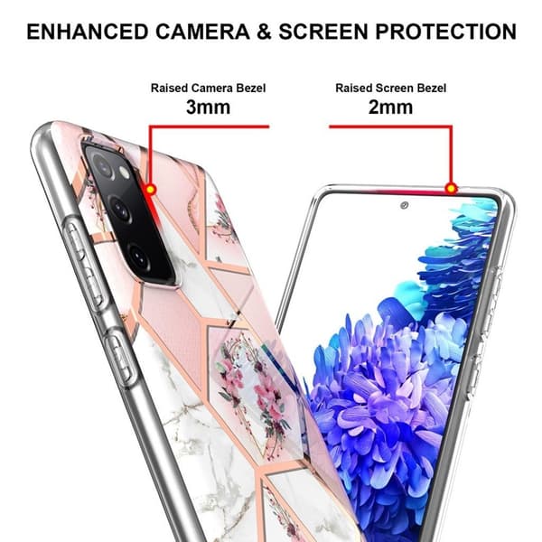 Marble Samsung Galaxy S20 FE 5G / S20 Fe Suojakotelo - Pinkki Marble / Flower Multicolor