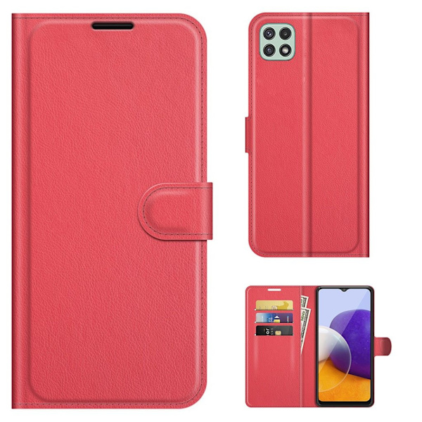 Classic Samsung Galaxy A22 5G Läppäkotelo - Punainen Red