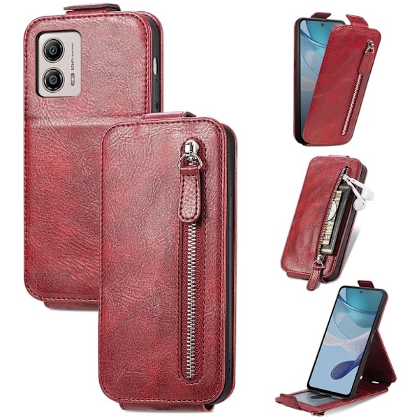 Vertical Flip Phone Suojakotelo With Zipper For Motorola Moto G53 - Punainen Red