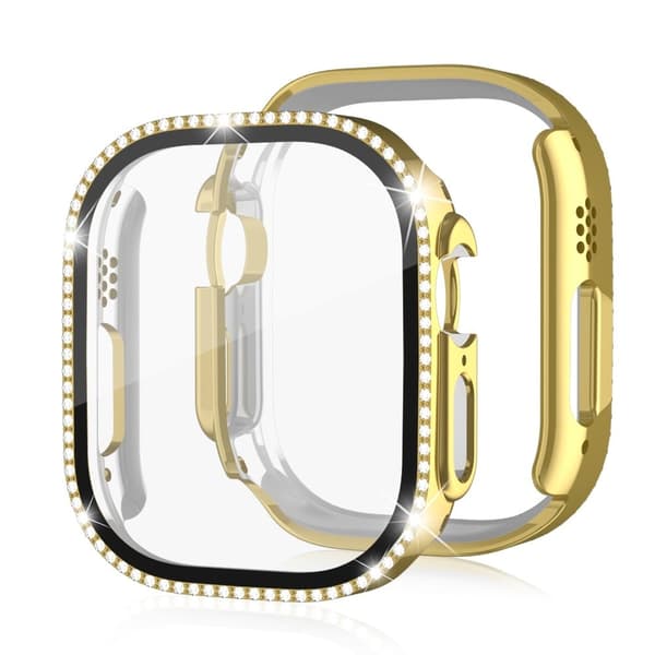 Apple Watch Ultra dubbelradigt strassdekorationshölje - Guld Guld