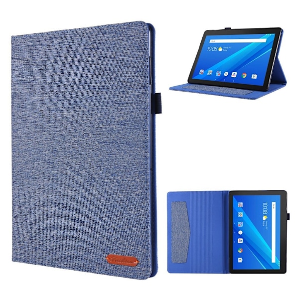 Lenovo Tab M10 flipfodral i tyg och läder - Blå Blå
