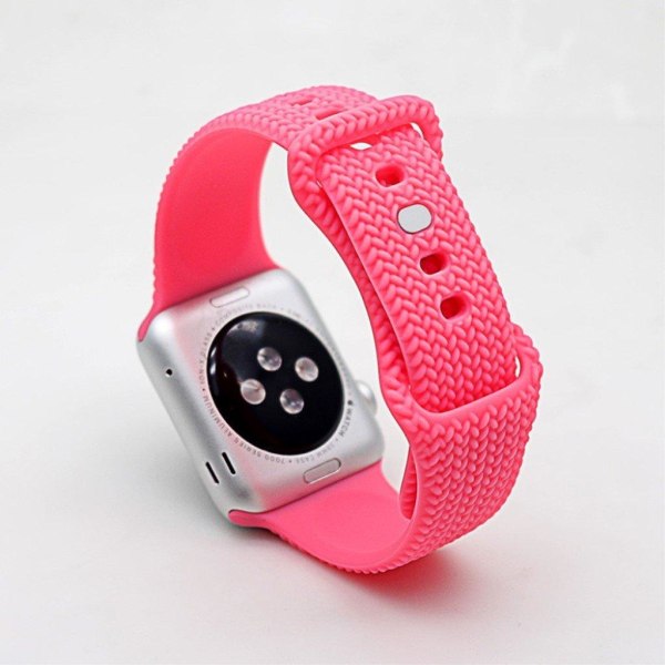 Apple Watch Series 6 / 5 44mm woven pattern silicone watch band - Pink Rosa