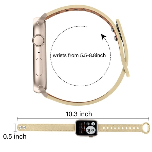 Aitoa naudannahkaa oleva ranneke Apple Watch Series 8 (45mm) / Watch Ultra - Vaalea Aprikoosi Beige