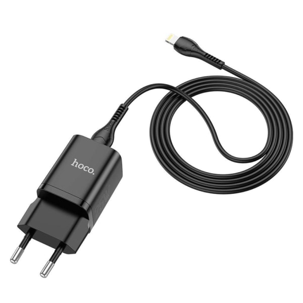 N19 Rigorous PD25W charger set (Type-C to Lightning) (EU) - Blac Black