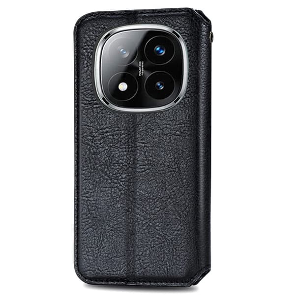 Xiaomi Redmi Note 14 Pro Plus 5G læderetui med stilfuldt rombe aftryk - Sort Black