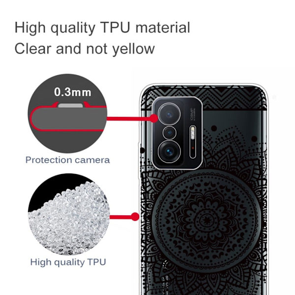 Marble Xiaomi 11T Etui - Mandala Blomst Black