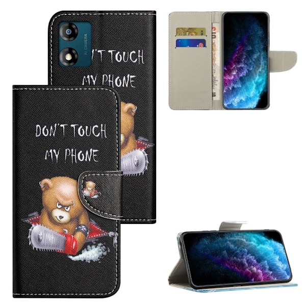 Wonderland Motorola Moto E13 Flip Etui - Bjørn Black