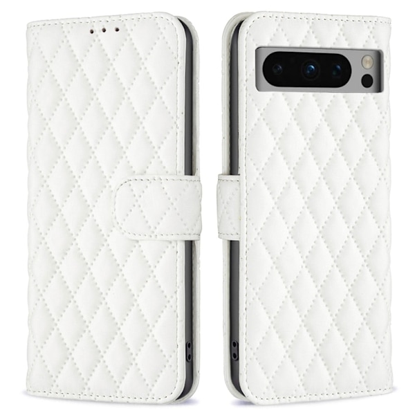 Rhombus mat Google Pixel 8 Pro flip etui - Hvid White
