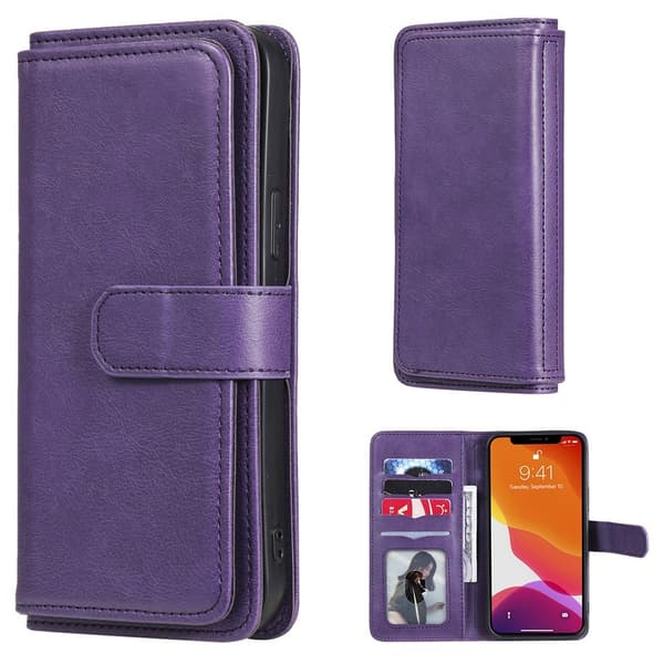 iPhone 13 Pro Max etui med pung & 10 kortpladser – Lilla Purple