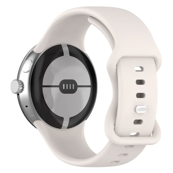 Google Pixel Watch 3 45mm Silicone Watch Band Adjustable Strap Replacement Wristband - Starlight White