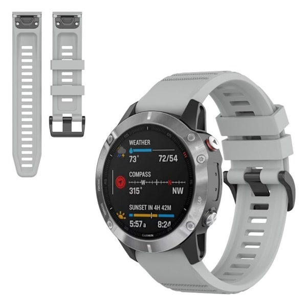 Garmin Fenix 6X Pro silikoninen kellonauha - Harmaa Silver grey
