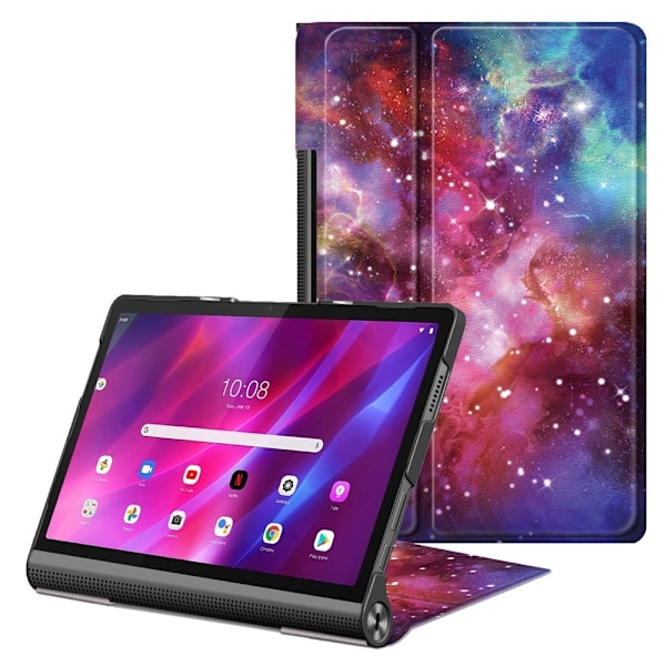 Etui i tegnebogsstil med korttryk til Lenovo Yoga Tab 11 - Tåge Multicolor