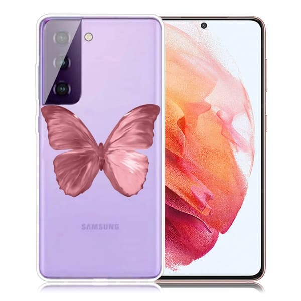 Deco Samsung Galaxy S21 Etui - Rosa Sommerfugl Pink